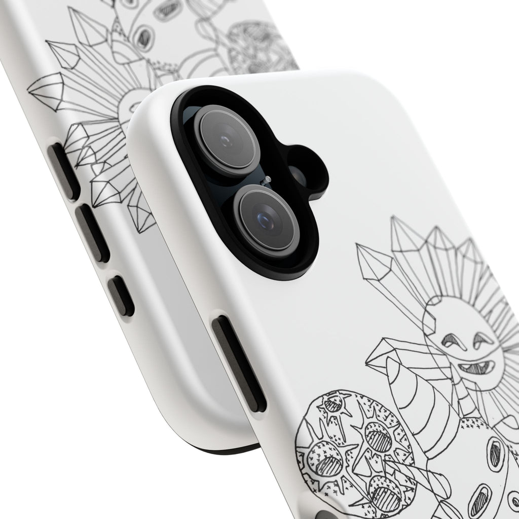 Celestial Doodle Phone Case — Sun, Moon & Stars Sketch iPhone Cover