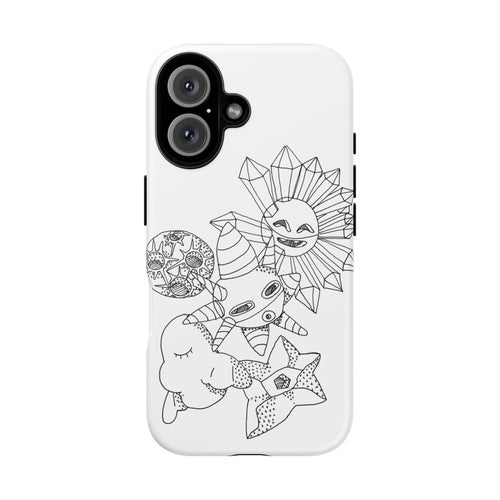 Celestial Doodle Phone Case — Sun, Moon & Stars Sketch iPhone Cover