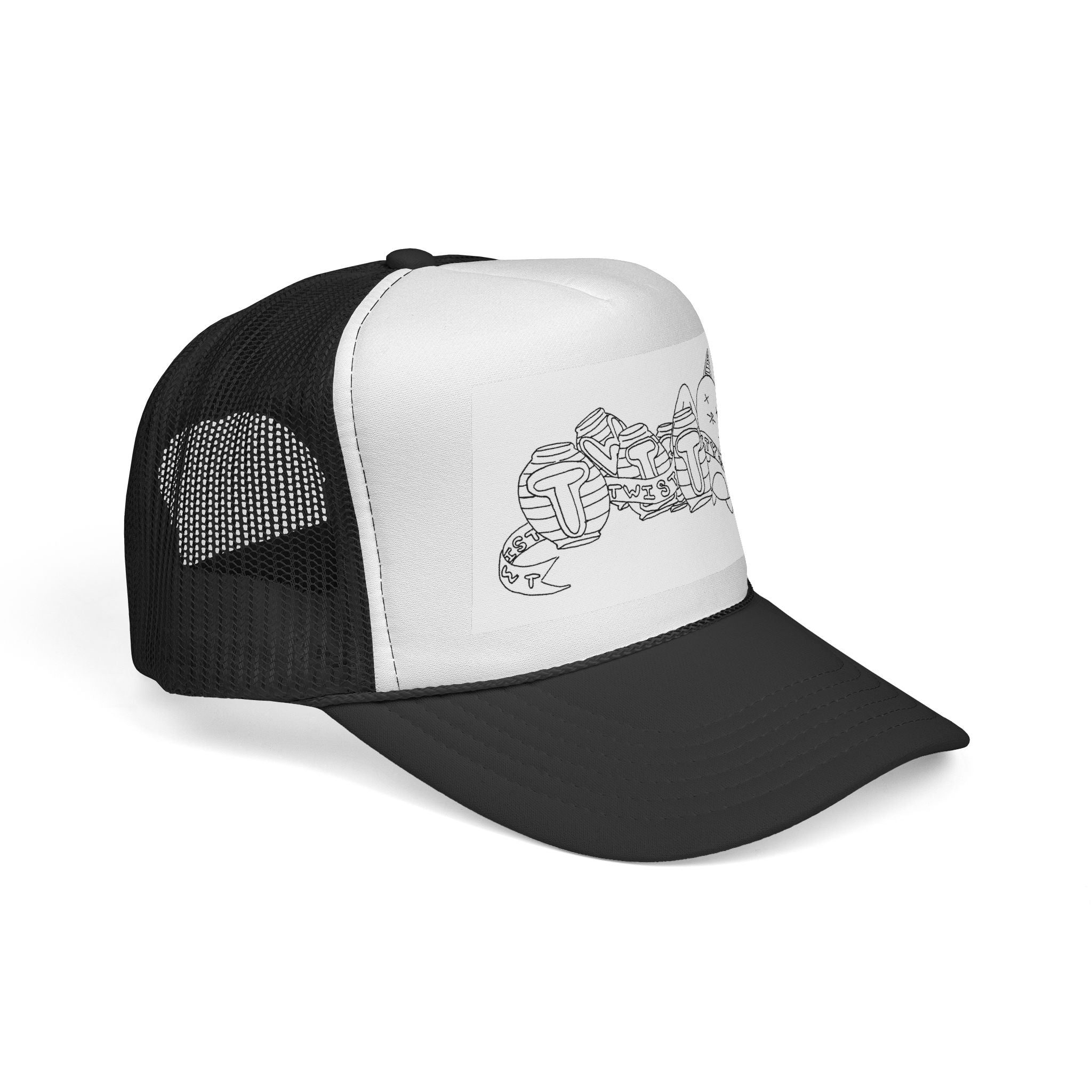 TwistyHat Trucker Cap — Cute Kawaii Line Art Hat