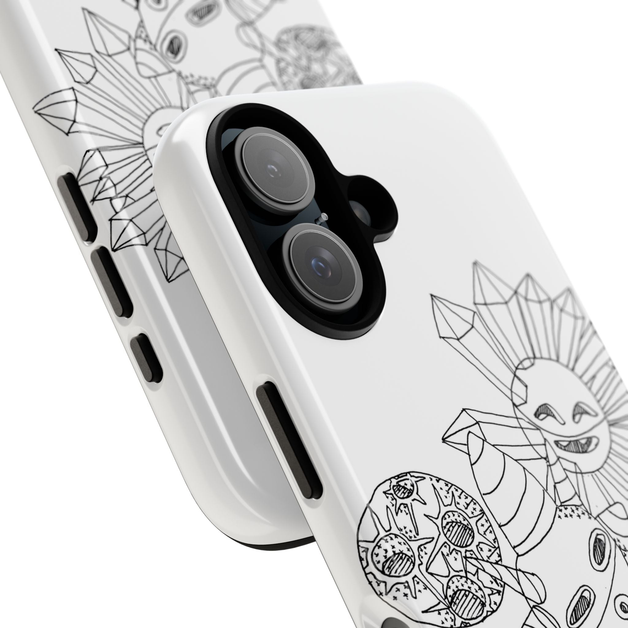 Celestial Doodle Phone Case — Sun, Moon & Stars Sketch iPhone Cover