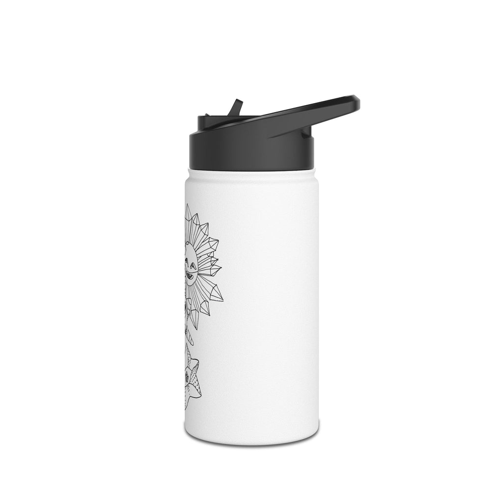 Sun & Moon Celestial Stainless Steel Water Bottle — Black Line Art