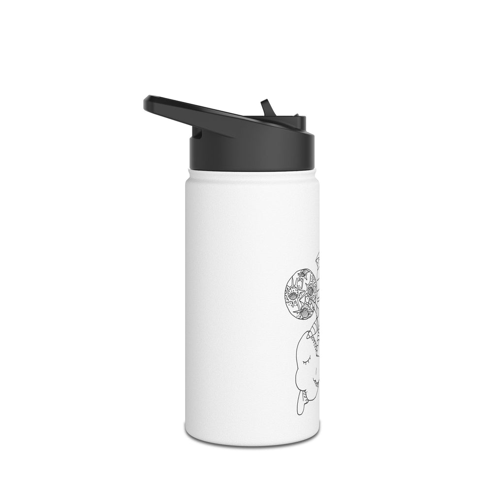 Sun & Moon Celestial Stainless Steel Water Bottle — Black Line Art