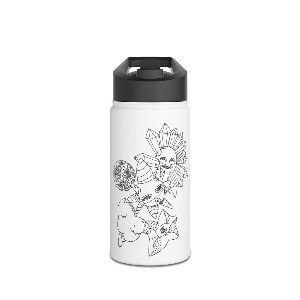 Sun & Moon Celestial Stainless Steel Water Bottle — Black Line Art
